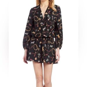 Amanda Uprichard New York Ciara Mini Dress Charm Print Size Medium Black